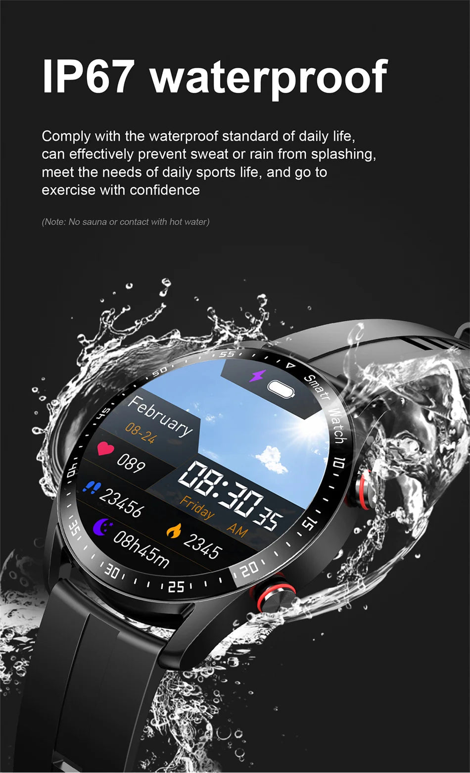 2024 Waterproof Bluetooth Smartwatch for Men and Women ⌚️💦 - Compatible with iPhone &amp; Samsung, Full Touch Screen, IP67 - LUCKY FIG