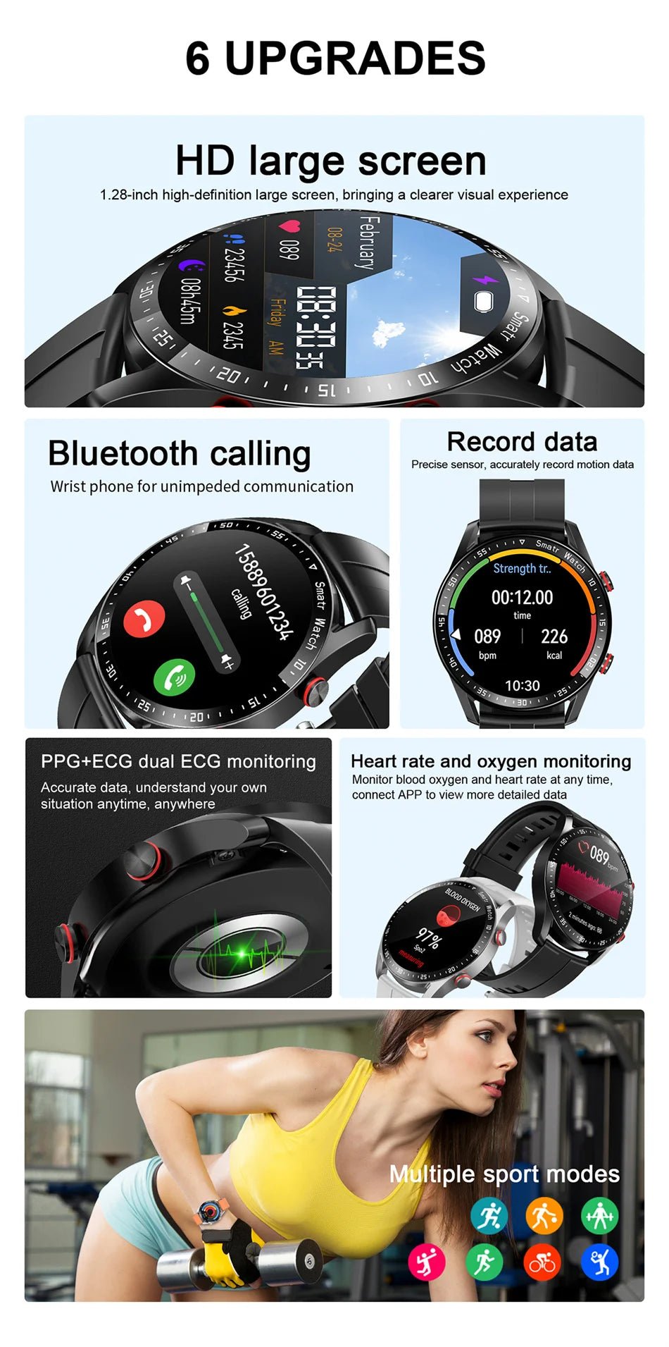 2024 Waterproof Bluetooth Smartwatch for Men and Women ⌚️💦 - Compatible with iPhone &amp; Samsung, Full Touch Screen, IP67 - LUCKY FIG