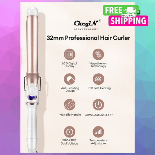 Professional Ceramic Curling and Wave Iron with Adjustable Temperature - LUCKY FIG